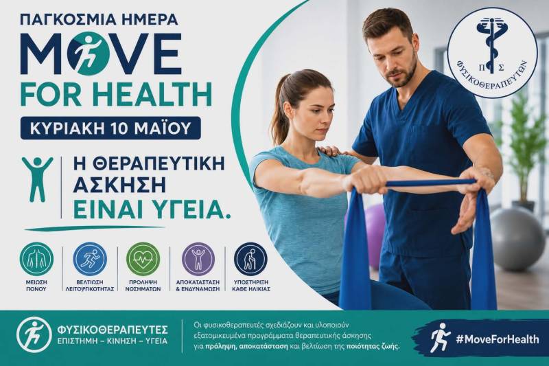 10 ΜΑΪΟΥ - ΠΑΓΚΟΣΜΙΑ ΗΜΕΡΑ MOVE FOR HEALTH &amp; Ο ΡΟΛΟΣ ΤΟΥ ΦΥΣΙΚΟΘΕΡΑΠΕΥΤΗ