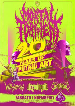 Mortal Torment - 20 YEARS OF PUTRID ART | Special Guests: Vermingod - Vile Species - Serement | Σάββατο 1 Νοεμβρίου 2025 | An Club